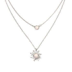 Sun Moon Opal Double Layering Necklace