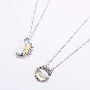 Moon Star Opal Charm Pendant Necklace