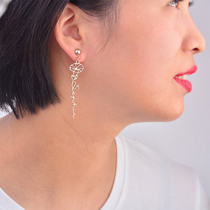 Custom Name Birth Flower Statement Earrings