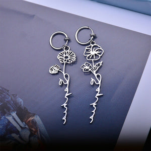 Custom Name Birth Flower Statement Earrings