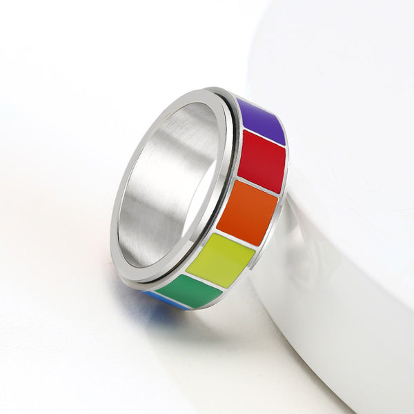 Rainbow LGBTQ Pride Spinner Ring