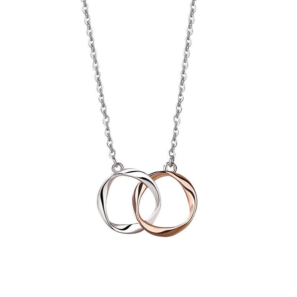 Interlocking Mobius Ring Couple Necklace