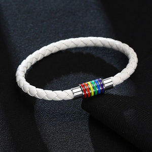 Rainbow LGBTQ Pride Leather Rope Bracelet