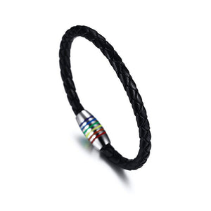 Rainbow LGBTQ Pride Leather Rope Bracelet