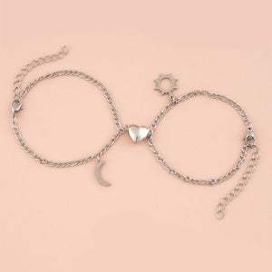 Magnetic Heart Sun Moon Couple Bracelet