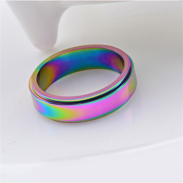 Rainbow Chrome Fidget Spinner Ring