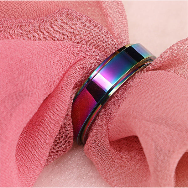 Rainbow Chrome Fidget Spinner Ring