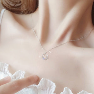 Purple Butterfly Leaf Circle Charm Necklace