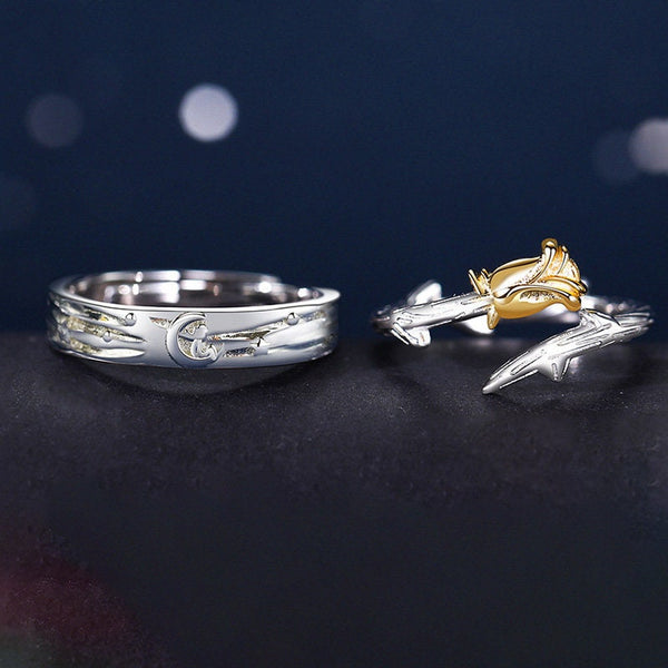 The Little Prince Rose Flower Couple Ring