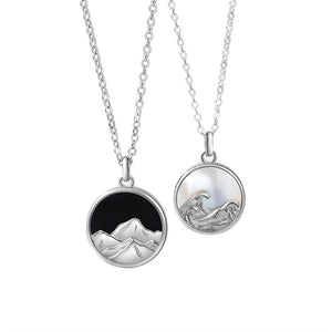 Mountain Ocean Matching Couple Necklace