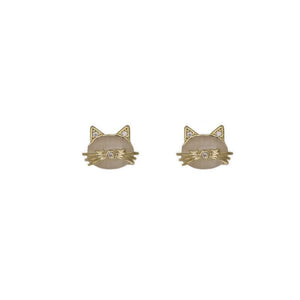Tiny Small Opal Cat Stud Earrings