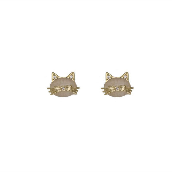 Mini Opal Cat Stud Earrings