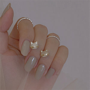 Tiny Small Opal Cat Stud Earrings