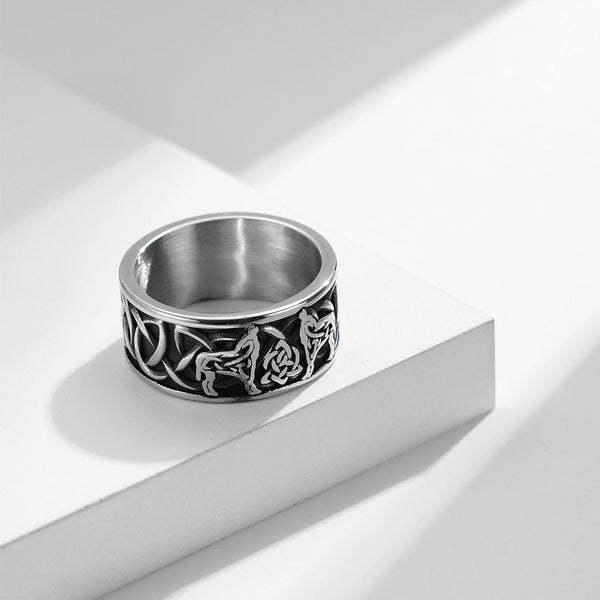 Celtic Wolf Knot Couple Band Ring