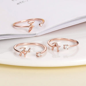 Initial Letter Stacking Thin Band Ring