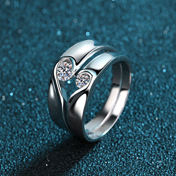 Heart Matching Couple Wedding Band Ring