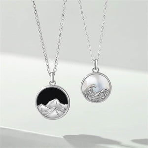 Mountain Ocean Matching Couple Necklace