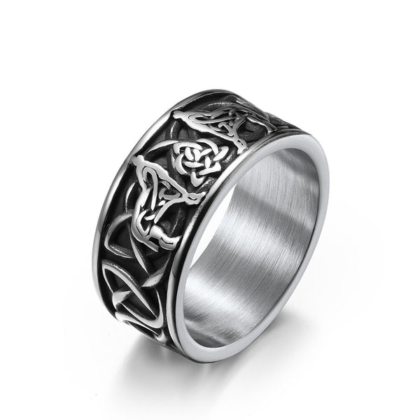 Celtic Wolf Knot Couple Band Ring