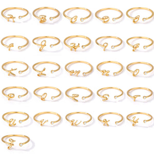 Initial Letter Stacking Thin Band Ring