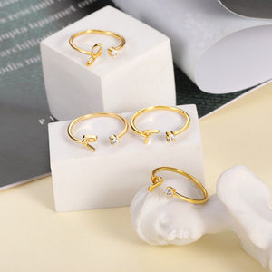 Initial Letter Stacking Thin Band Ring
