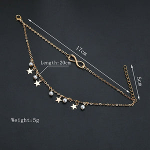 Star Mobius Strip Double Chain Anklet