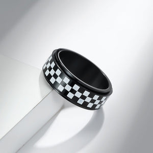 Checkered Flag Fidget Spinner Band Ring
