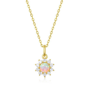 Sun Moon Opal Double Layering Necklace
