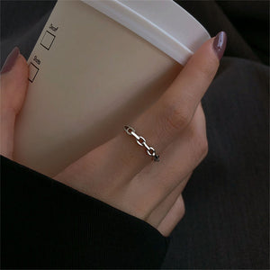 Silver Stacking Open Band Chain Link Ring