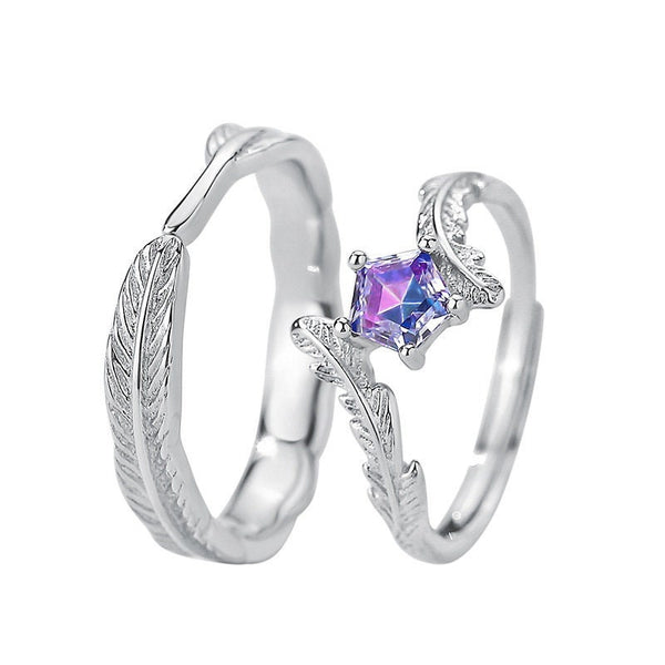 Feather Couple Matching Promise Ring