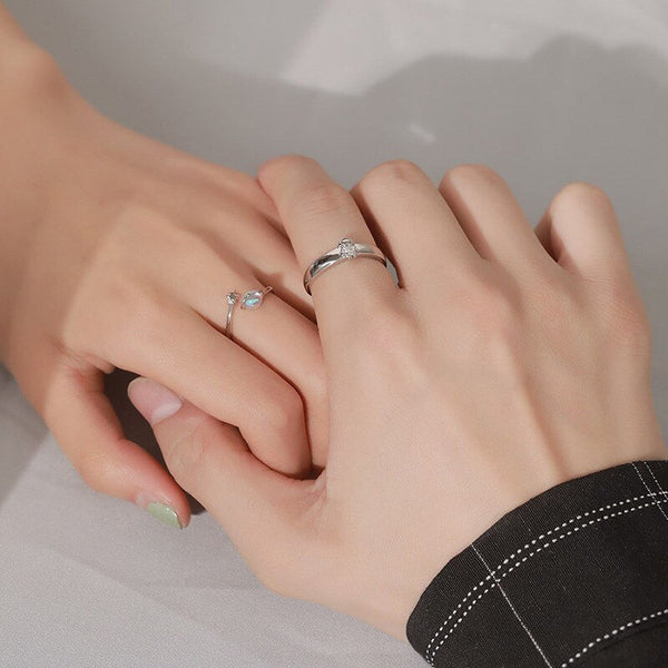 Moon Star Astronaut Matching Couple Ring