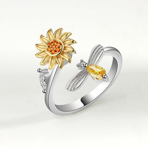 Sunflower Bee Anxiety Fidget Spinner Ring