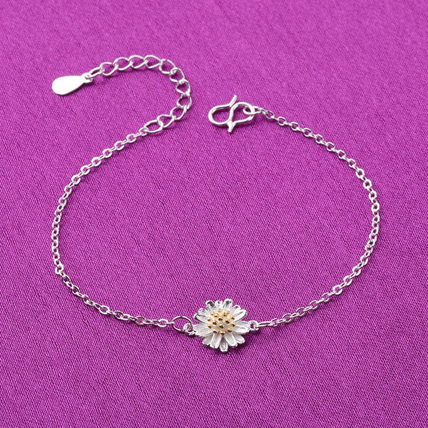 Daisy Flower Charm Layering Anklet