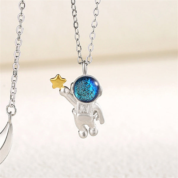 Spaceman Star Moon Matching Necklace