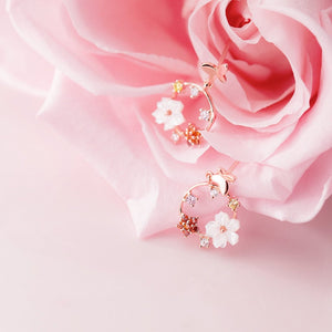 Butterfly Flower Dangle Drop Earrings