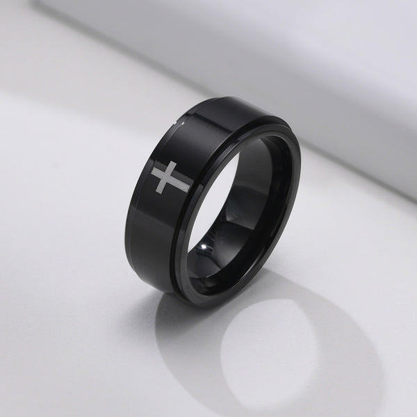Cross Anxiety Fidget Spinner Band Ring