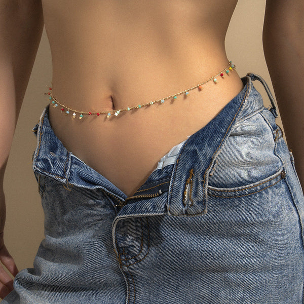 Dainty Color Bead Waist Belly Chain – Perimade & Co.
