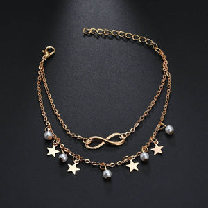 Star Mobius Strip Double Chain Anklet