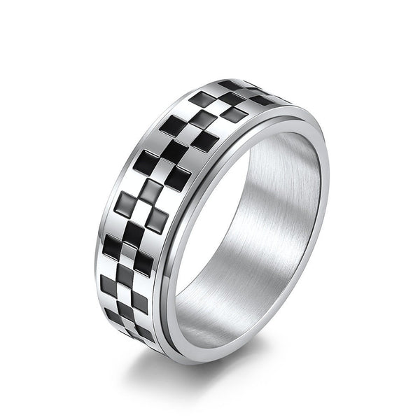 Checkered Flag Fidget Spinner Band Ring