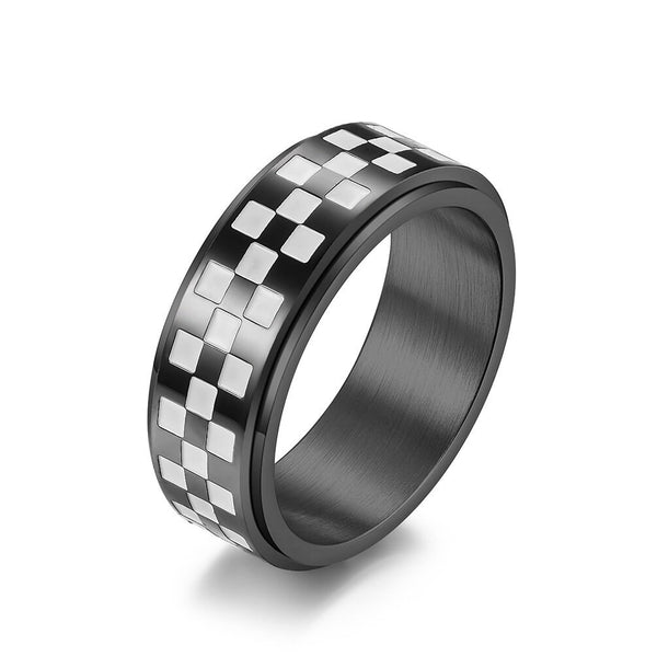 Checkered Flag Fidget Spinner Band Ring