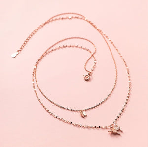 Butterfly Charm Double Chain Necklace