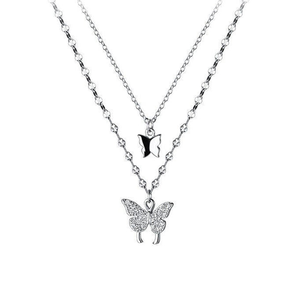 Butterfly Charm Double Layering Necklace