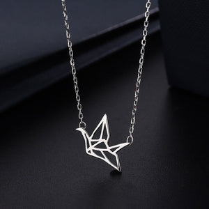 Japanese Orizuru Paper Crane Bird Necklace