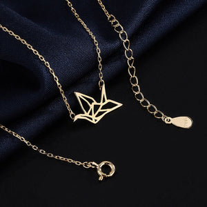 Japanese Orizuru Paper Crane Bird Necklace