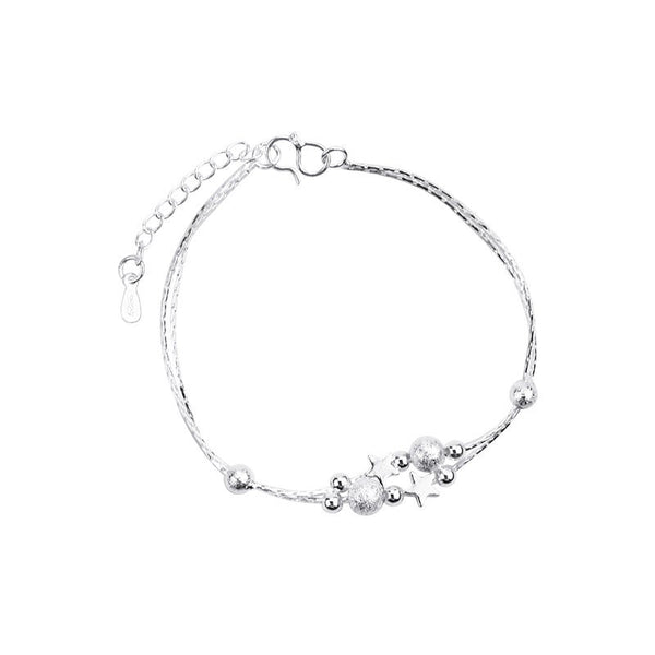 Silver Star Charm Double Chain Bracelet