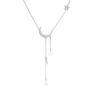 Moon Star Layering Tassel Y Necklace