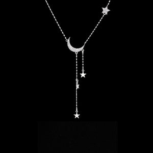 Moon Star Layering Tassel Y Necklace