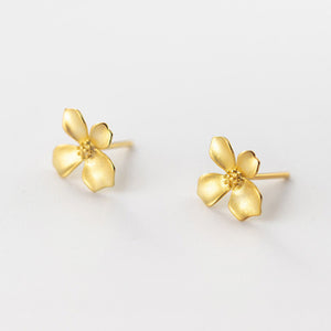 Gold Flower Petal Statement Stud Earrings