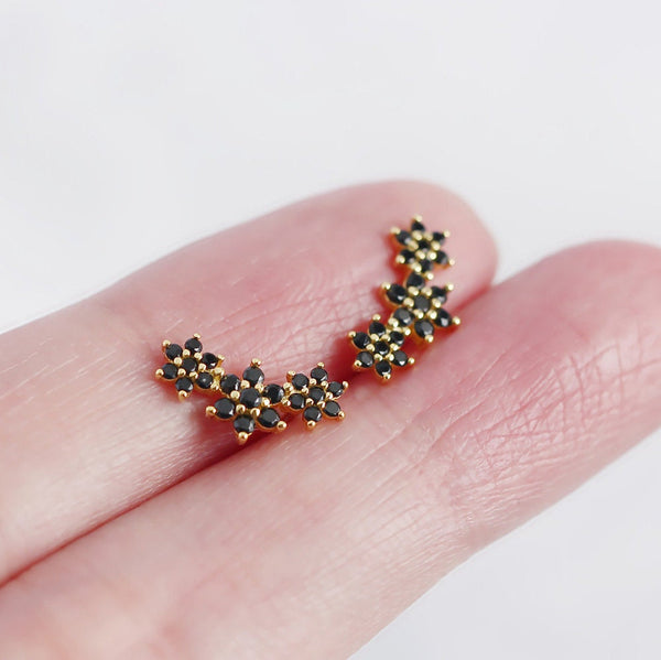 Tiny Flower Crawler Stud Earrings