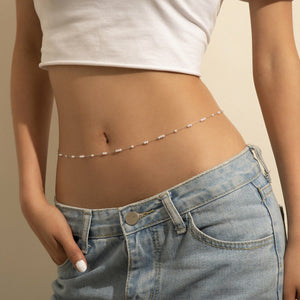 Dainty Boho Pearl Bead Waist Belly Chain