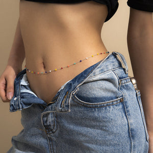 Dainty Boho Color Bead Waist Belly Chain
